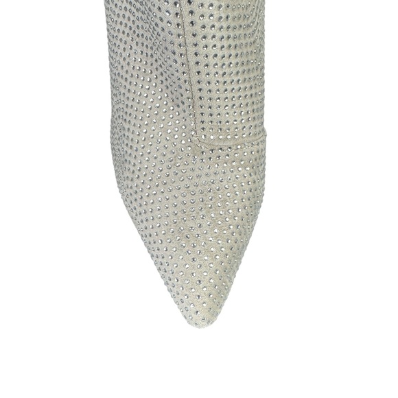 Rhinestone Heeled‎ Ankle Boots Pointed Toe Women's Size 10 Silver Gold Zipper - Picture 3 of 15